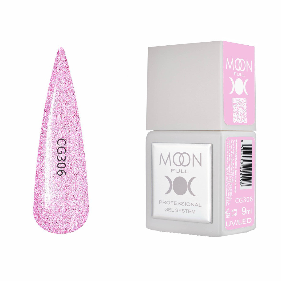 Moon Full Color Gel Polish 9 ml №CG306 – Rosa-Perle, UV-Gel-Lack mit Schimmer