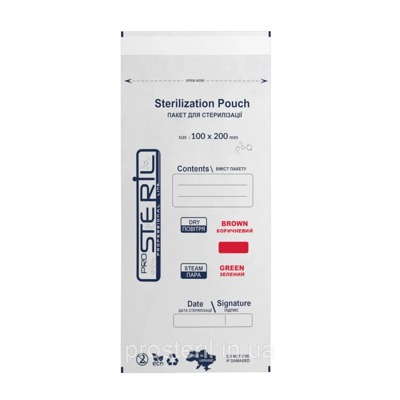 Sterilisationsbeutel (universal) "ProSteril", Weiß Trocken/Dampf 100pcs.