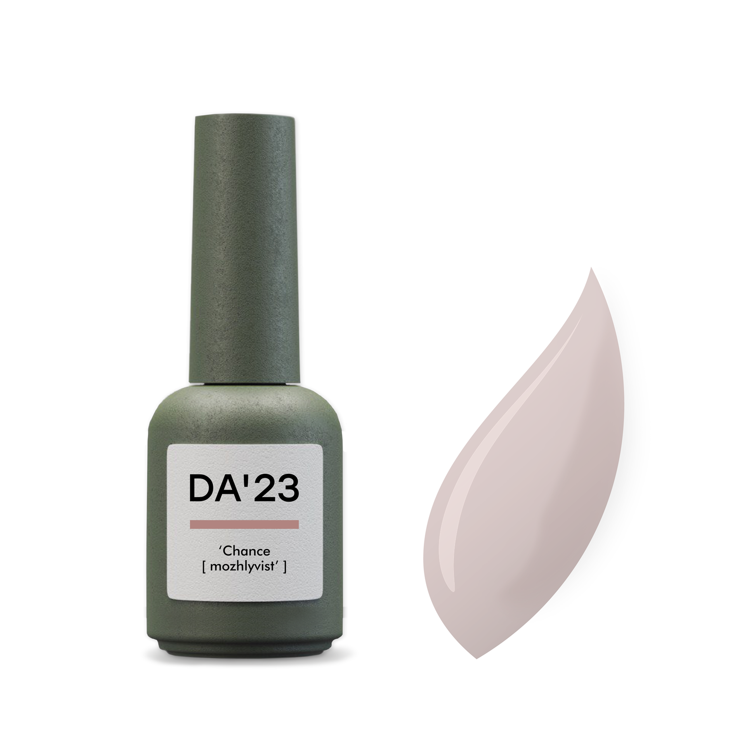 Cover top DA_23 ‘Chance [mozhlyvist’], 8 ml – halbtransparenter Gel-Topcoat, leichter Effekt, natürlicher Glanz, Farbe Puderrosa
