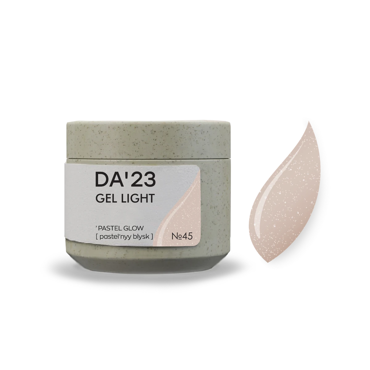 DA’23 Gel Light Pastel Glow №45 15-30ml – milchiges Beige-Rosa Builder Gel mit Schimmer zur Nagelverstärkung