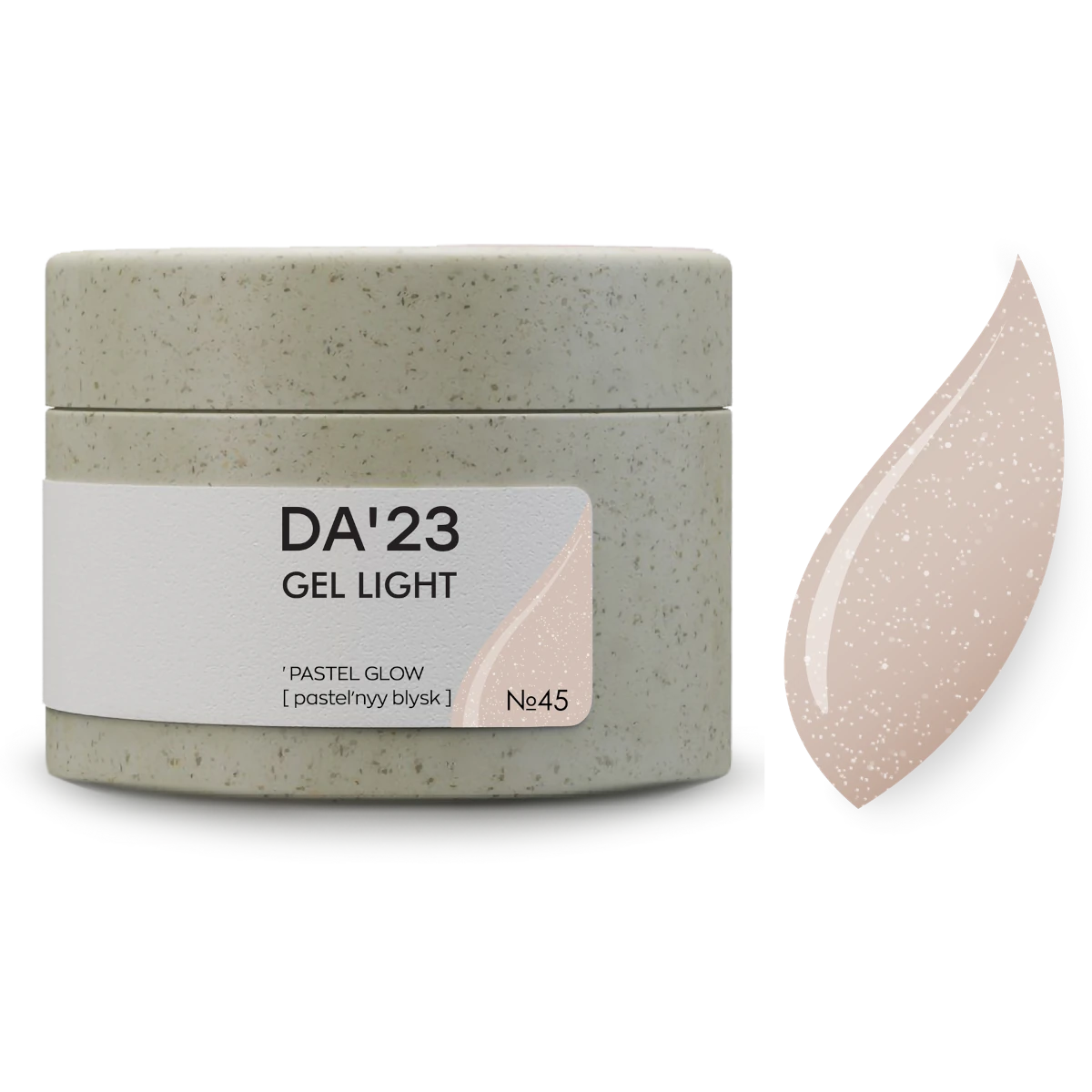 DA’23 Gel Light Pastel Glow №45 30ml – milchiges Beige-Rosa Builder Gel mit Schimmer zur Nagelverstärkung