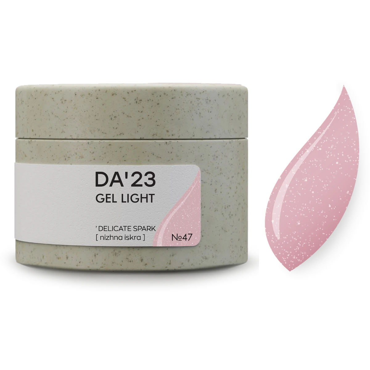 DA’23 Gel Light Delicate Spark №47 30ml – rosa Builder Gel mit feinem Schimmer zur Nagelverstärkung und Modellage