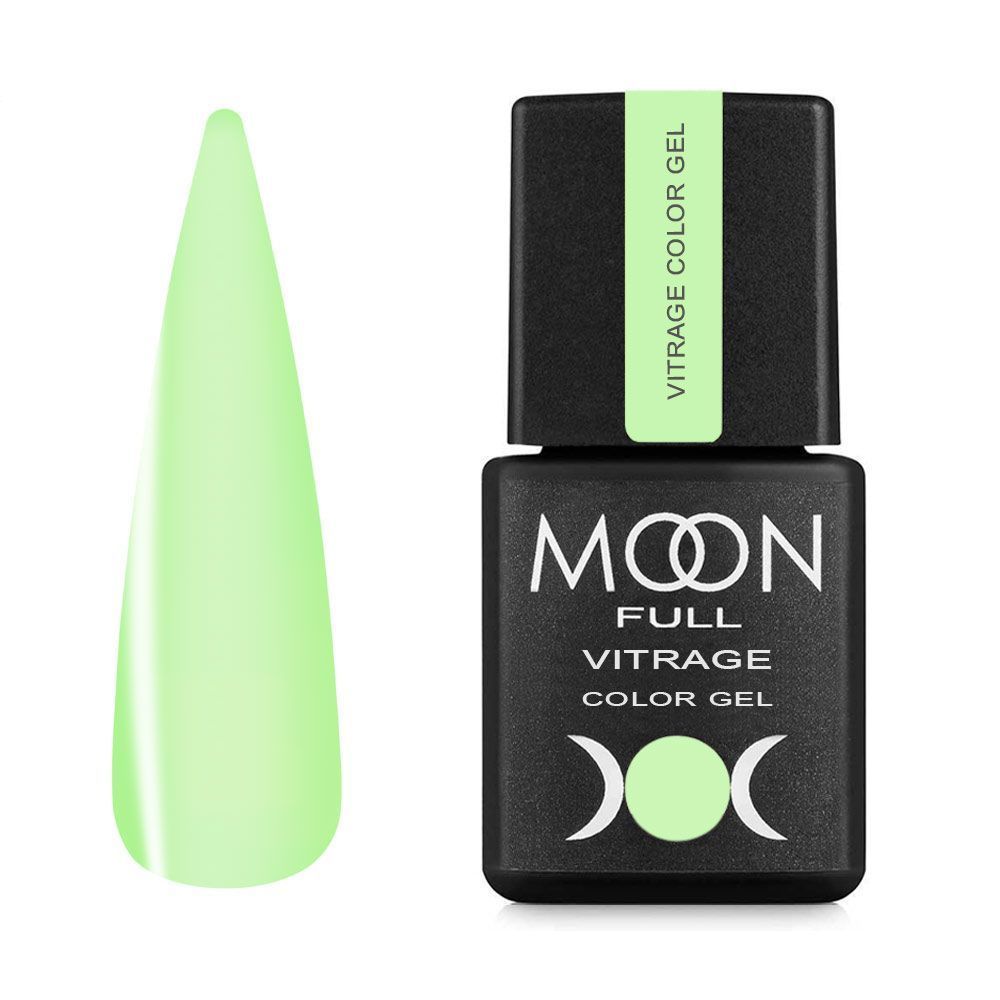 Moon Full VITRAGE Collor Gel 8ml №03 – Grün Gel-Nagellack mit Vitrage-Effekt, transparent