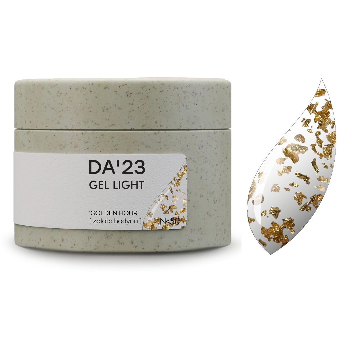 DA’23 Gel Light Golden Hour №50 30ml – transparentes Builder Gel mit goldenem Schimmer zur Nagelverstärkung und Modellage