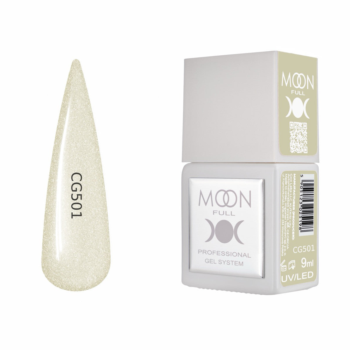 Moon Full Color Gel Polish 9 ml №CG501 – Sand-Taupe-Glanz, UV-Gel-Lack mit Schimmer