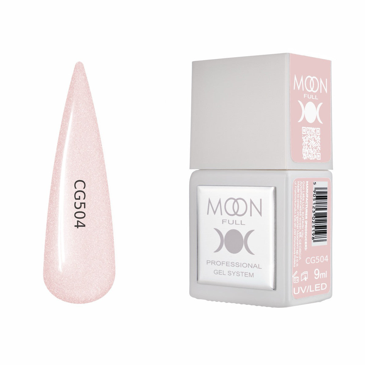 Moon Full Color Gel Polish 9 ml №CG504 – Puderrosa-Glanz, UV-Gel-Lack mit Schimmer