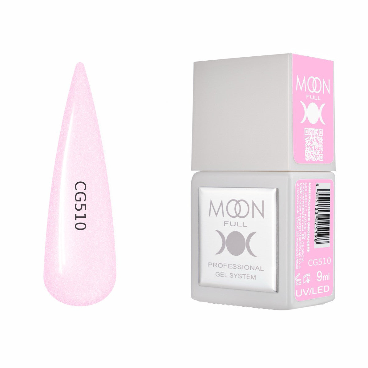 Moon Full Color Gel Polish 9 ml №CG510 – Pastellrosa-Glanz, UV-Gel-Lack mit Schimmer