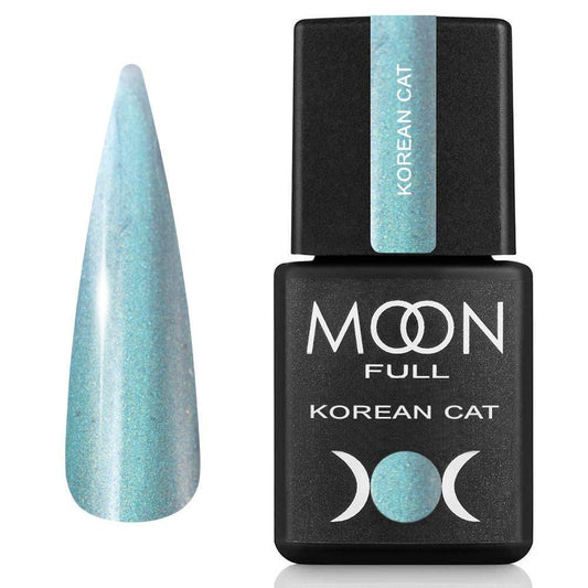 MOON FULL Korean Cat 8ml №07 – Aquamarinbrise Gel-Nagellack mit Cat-Eye Effekt, türkisblau