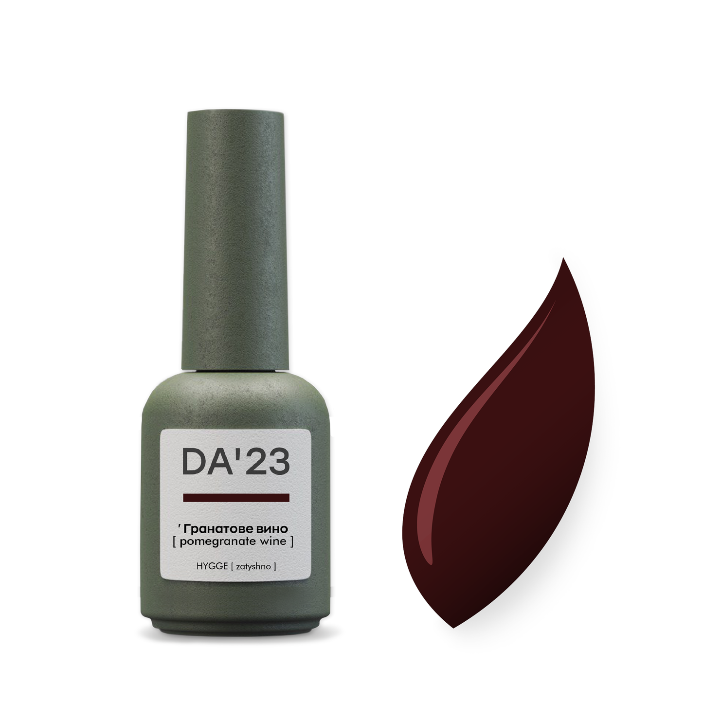 Gel Polish DA’23 Hranatove vyno [pomegranate wine], 8 ml – tiefes, intensives Granatrot, mittlere Konsistenz, glänzendes Finish, langanhaltende Deckkraft