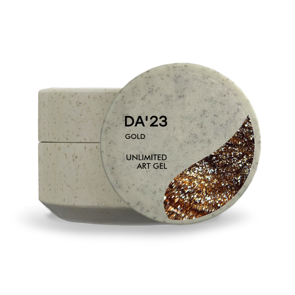 Unlimited Art Gel DA’23 Gold, 5 ml – magnetisches Glitzer-Gel „Gold“ für French Nails und feine Linien