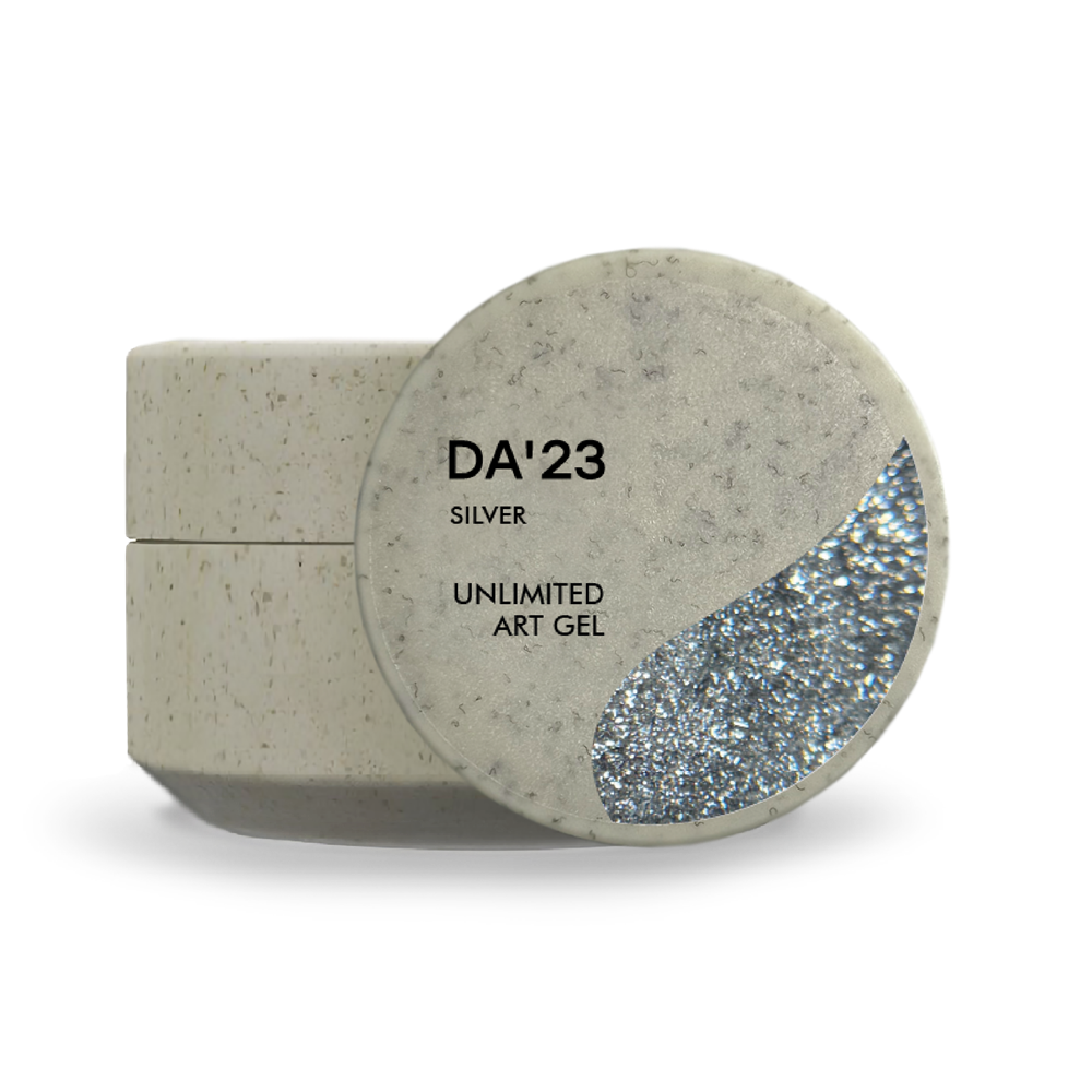 Unlimited Art Gel DA’23 Silver, 5 ml – magnetisches Glitzer-Gel in Silber für French Nails und feine Linien