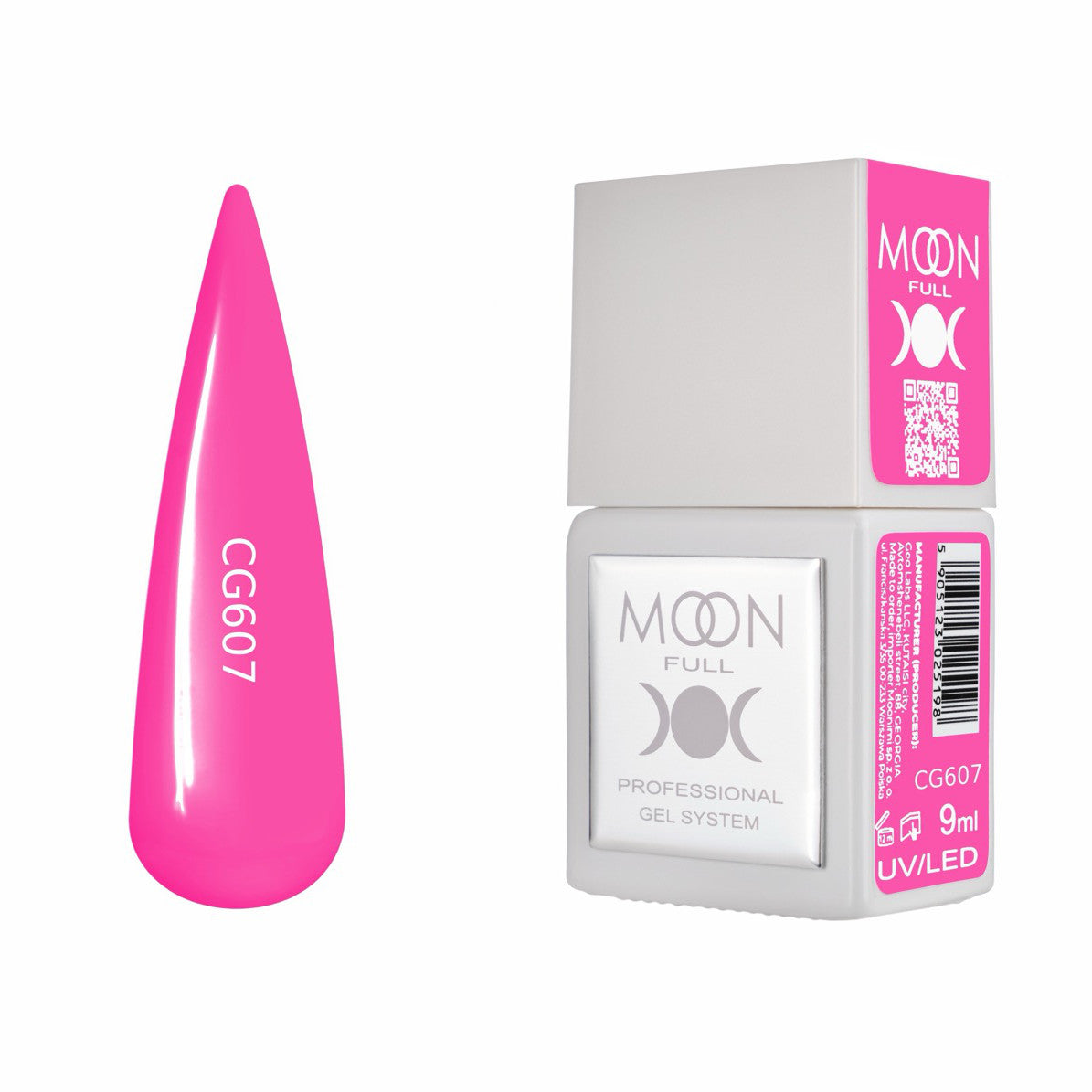 Moon Full Color Gel Polish 9 ml №CG607 – Intensives Kaltrosa, UV-Gel-Lack