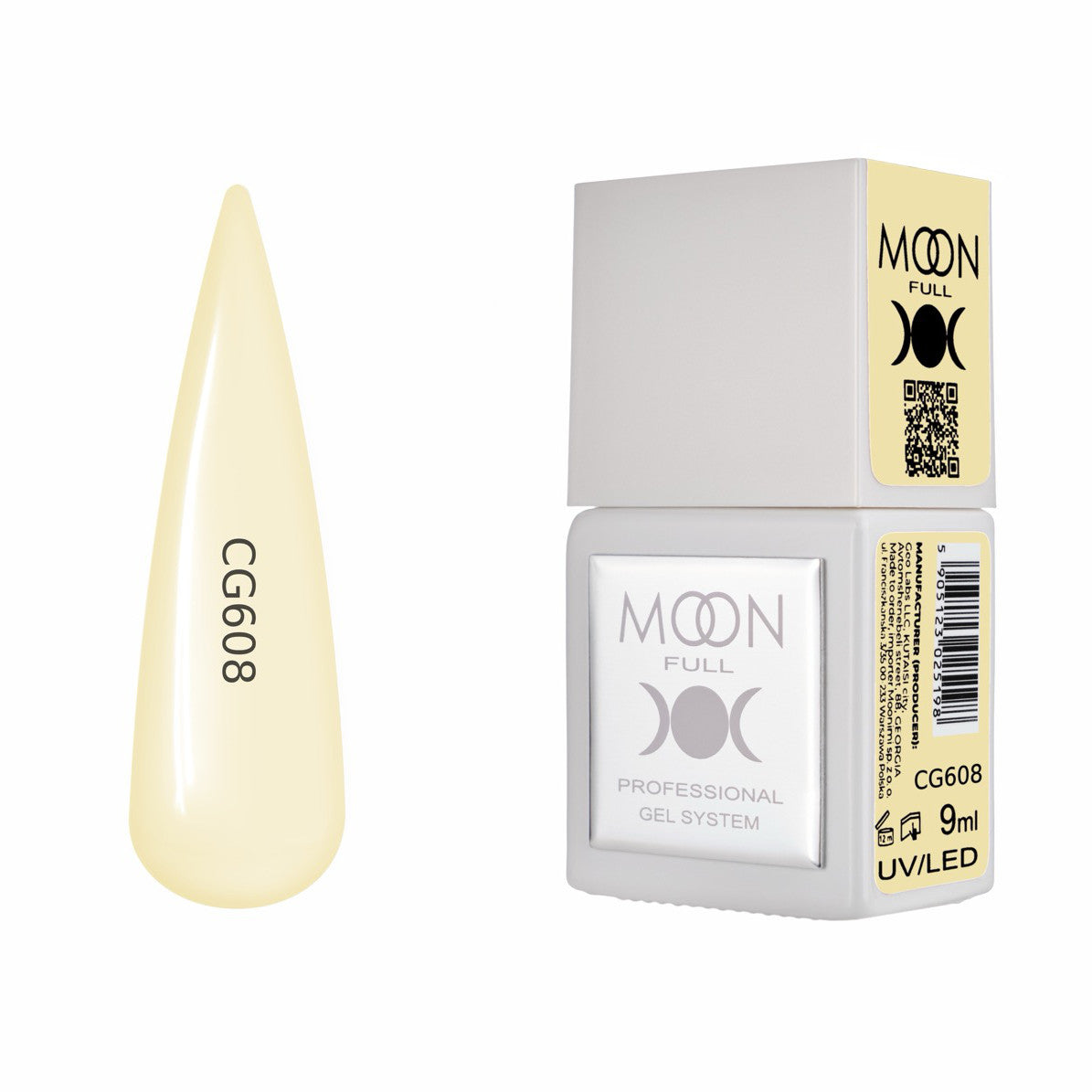 Moon Full Color Gel Polish 9 ml №CG608 – Helles Sandgelb, UV-Gel-Lack