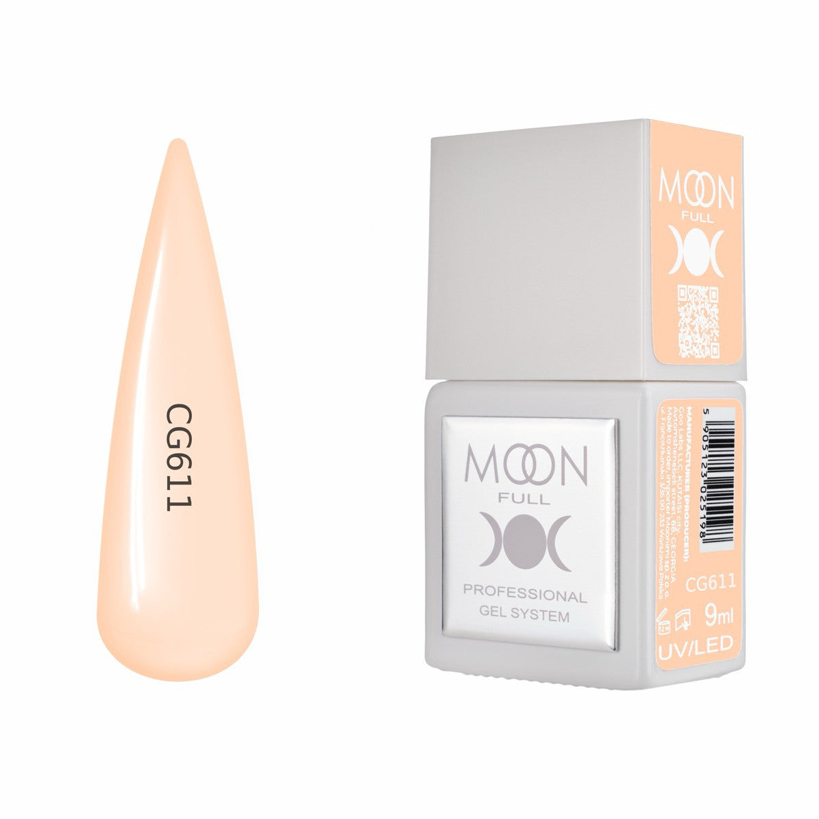 Moon Full Color Gel Polish 9 ml №CG611 – Helles Pfirsichrosa, UV-Gel-Lack