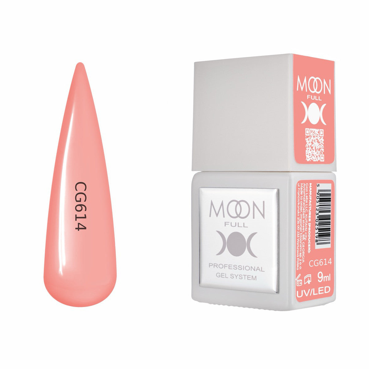 Moon Full Color Gel Polish 9 ml №CG614 – Zartes Korallrosa, UV-Gel-Lack