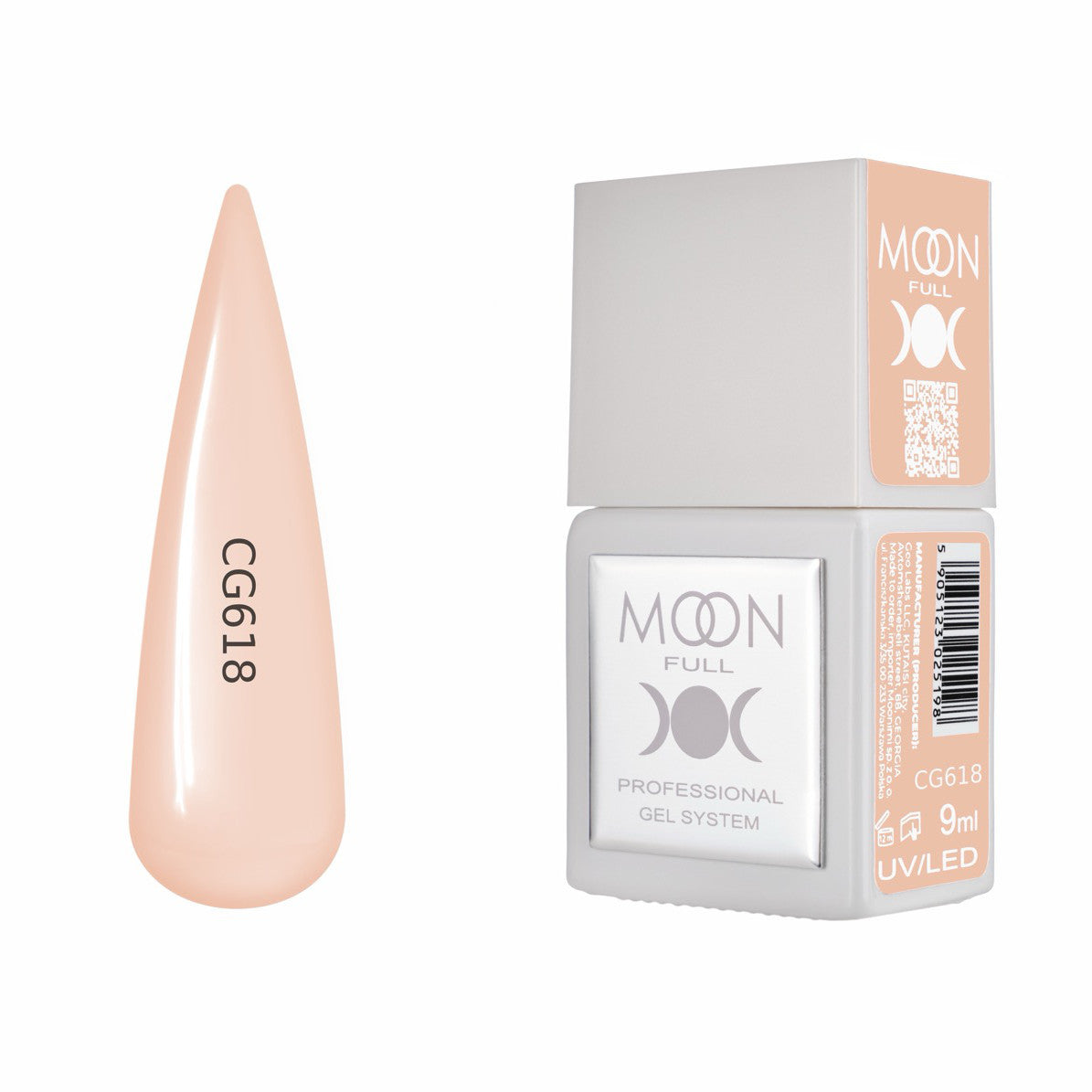 Moon Full Color Gel Polish 9 ml №CG618 – Helles Pfirsichbeige, UV-Gel-Lack