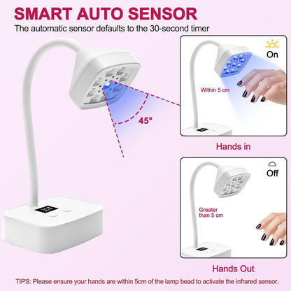 CGBE Mini UV Nagellampe 27W für Gel Nägel | Tragbarer LED + UV Nageltrockner mit Auto-Sensor & 2 Timer Modi