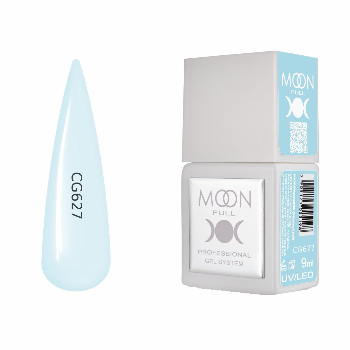 Moon Full Color Gel Polish 9 ml №CG627 – Helles Pastellblau, UV-Gel-Lack
