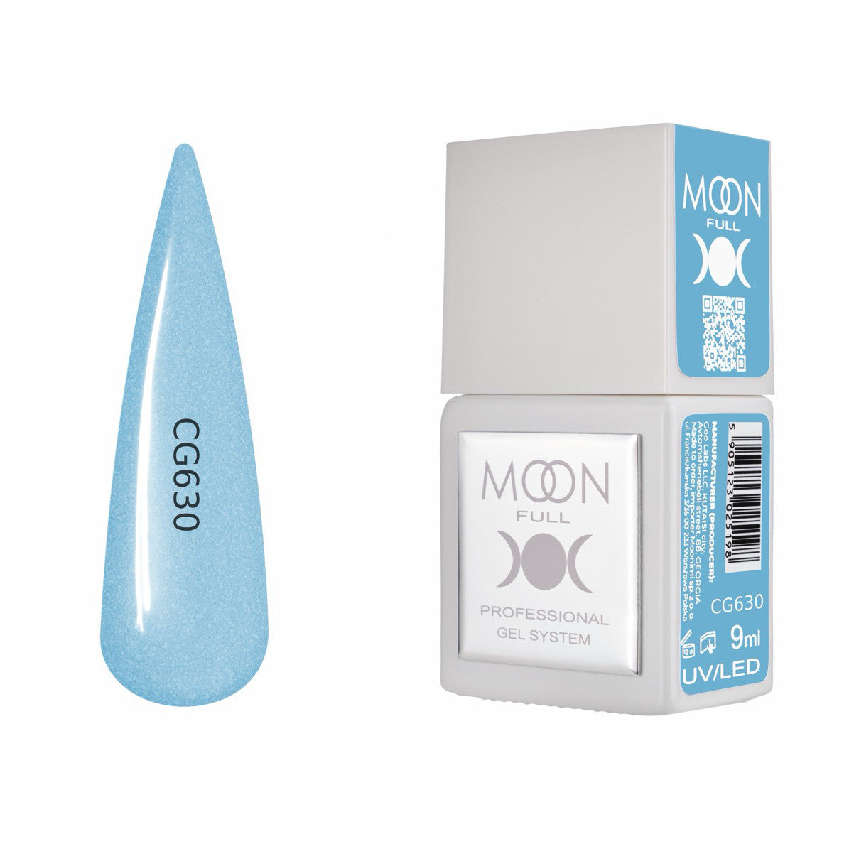 Moon Full Color Gel Polish 9 ml №CG630 – Schimmerndes Himmelblau, UV-Gel-Lack mit Schimmer