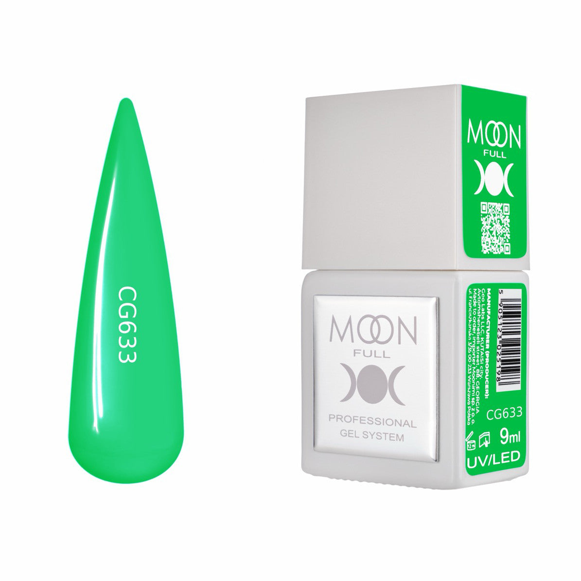 Moon Full Color Gel Polish 9 ml №CG633 – Smaragdgrün, UV-Gel-Lack
