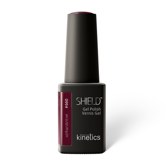 Kinetics SHIELD Gel Polish #660 GOALS 15ml – dunkler rubinroter UV Nagellack, HEMA-frei