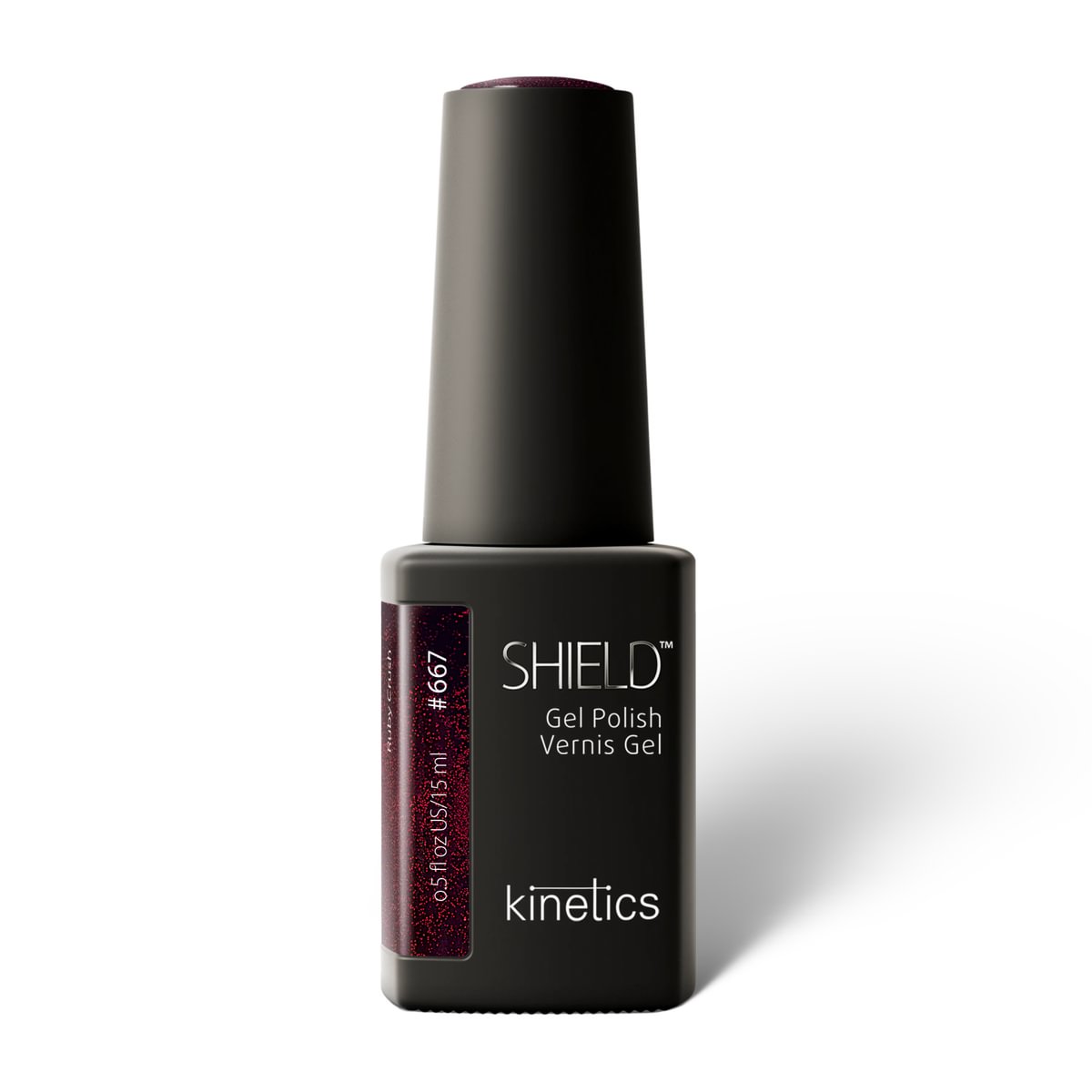 Kinetics SHIELD Gel Polish #667 RUBY CRUSH 15 ml – geschmolzenes Granatrot mit Schimmer UV Nagellack, HEMA-frei