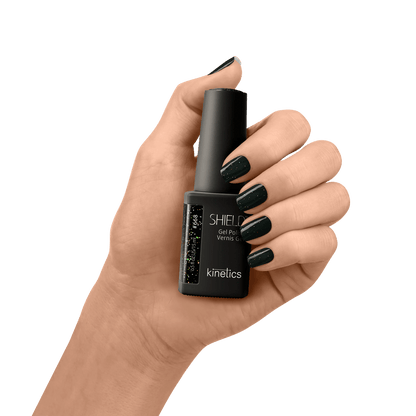 Kinetics SHIELD Gel Polish #668 ONYX 15 мл – минеральный чёрный с лёгким шиммером, HEMA-free