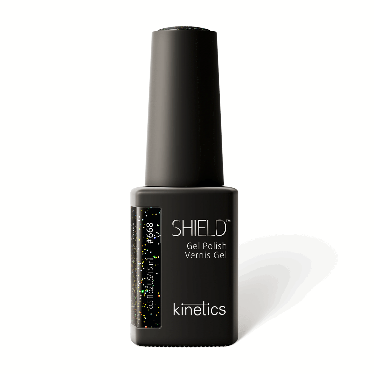 Kinetics SHIELD Gel Polish #668 ONYX 15 ml – mineralisches Schwarz mit subtilen Glitzereffekten UV Nagellack, HEMA-frei
