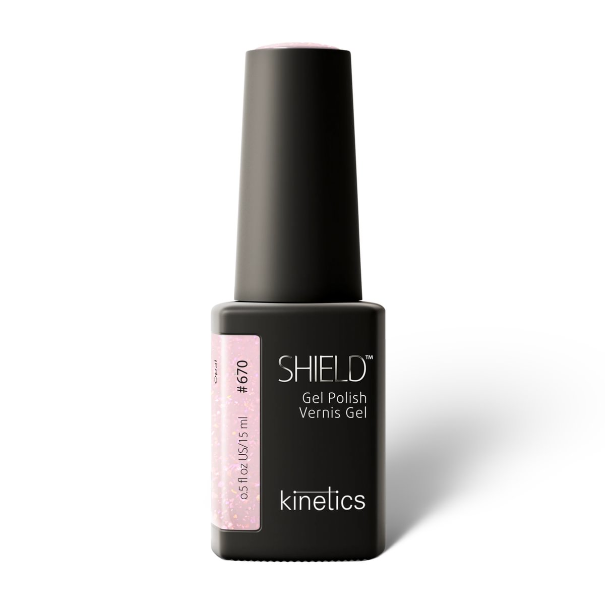 Kinetics SHIELD Gel Polish #670 OPAL 15 ml – zartes Rosa mit Opalflocken UV Nagellack, HEMA-frei
