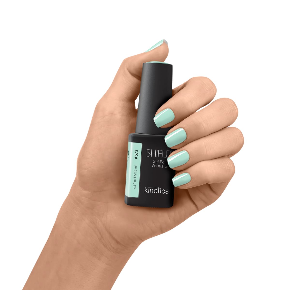 Kinetics SHIELD Gel Polish #673 SENSORY 15 ml – kühler Mintgrüner UV Nagellack, HEMA-frei