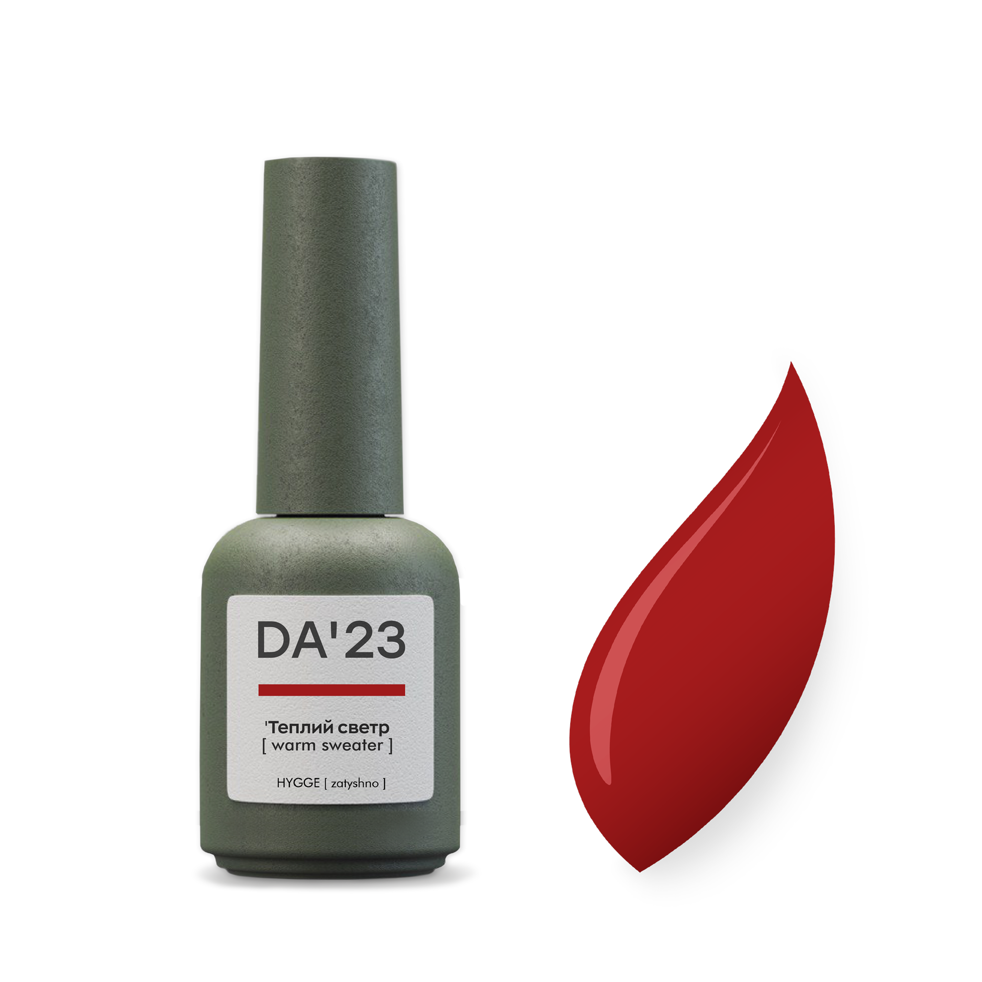 Gel Polish DA’23 Tepliy svetr [warm sweater], 8 ml – intensives Dunkelrot, mittlere Konsistenz, glänzendes Finish, langanhaltende Deckkraft