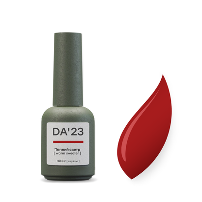 Gel Polish DA’23 Tepliy svetr [warm sweater], 8 ml – intensives Dunkelrot, mittlere Konsistenz, glänzendes Finish, langanhaltende Deckkraft