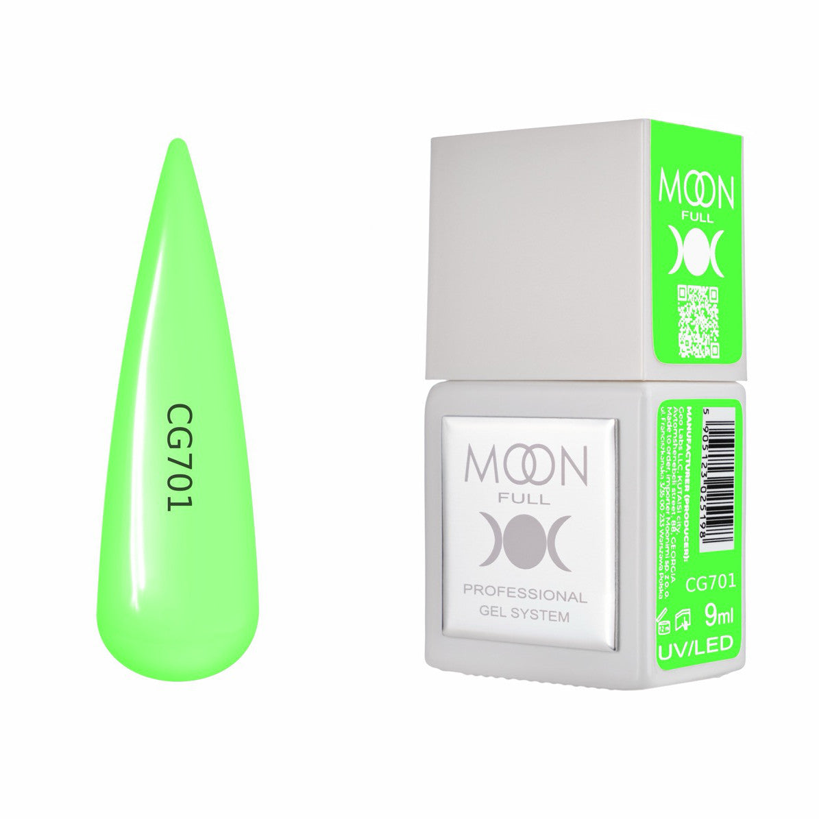 Moon Full Color Gel Polish 9 ml №CG701 – Leuchtendes Grün, UV-Gel-Lack