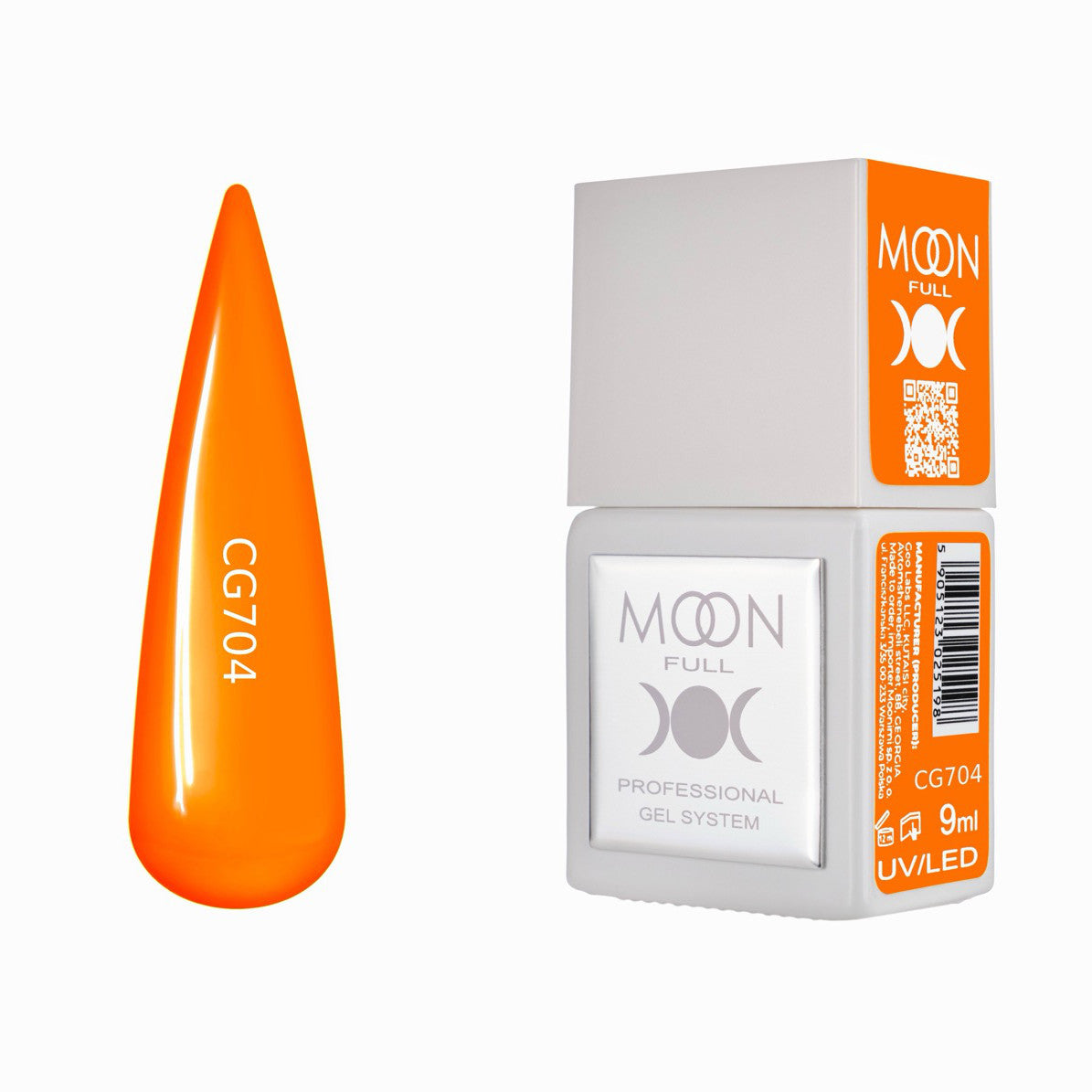 Moon Full Color Gel Polish 9 ml №CG704 – Neon-Orange, UV-Gel-Lack, neon