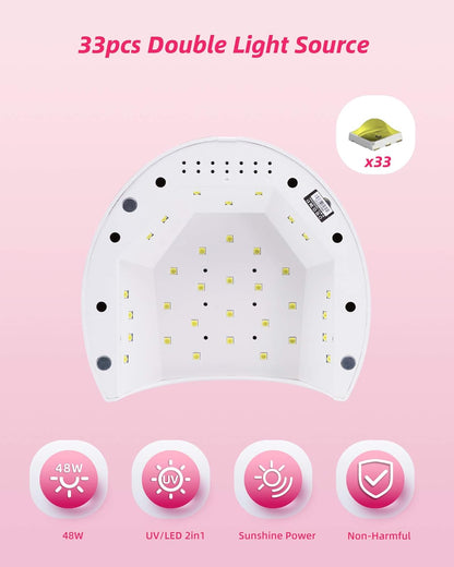 SUN2C UV/LED Nagellampe 48W – Professionelle Lampe für das Aushärten von Gel-Lack, Builder-Gel und Acrylgel mit Timer und Infrarotsensor