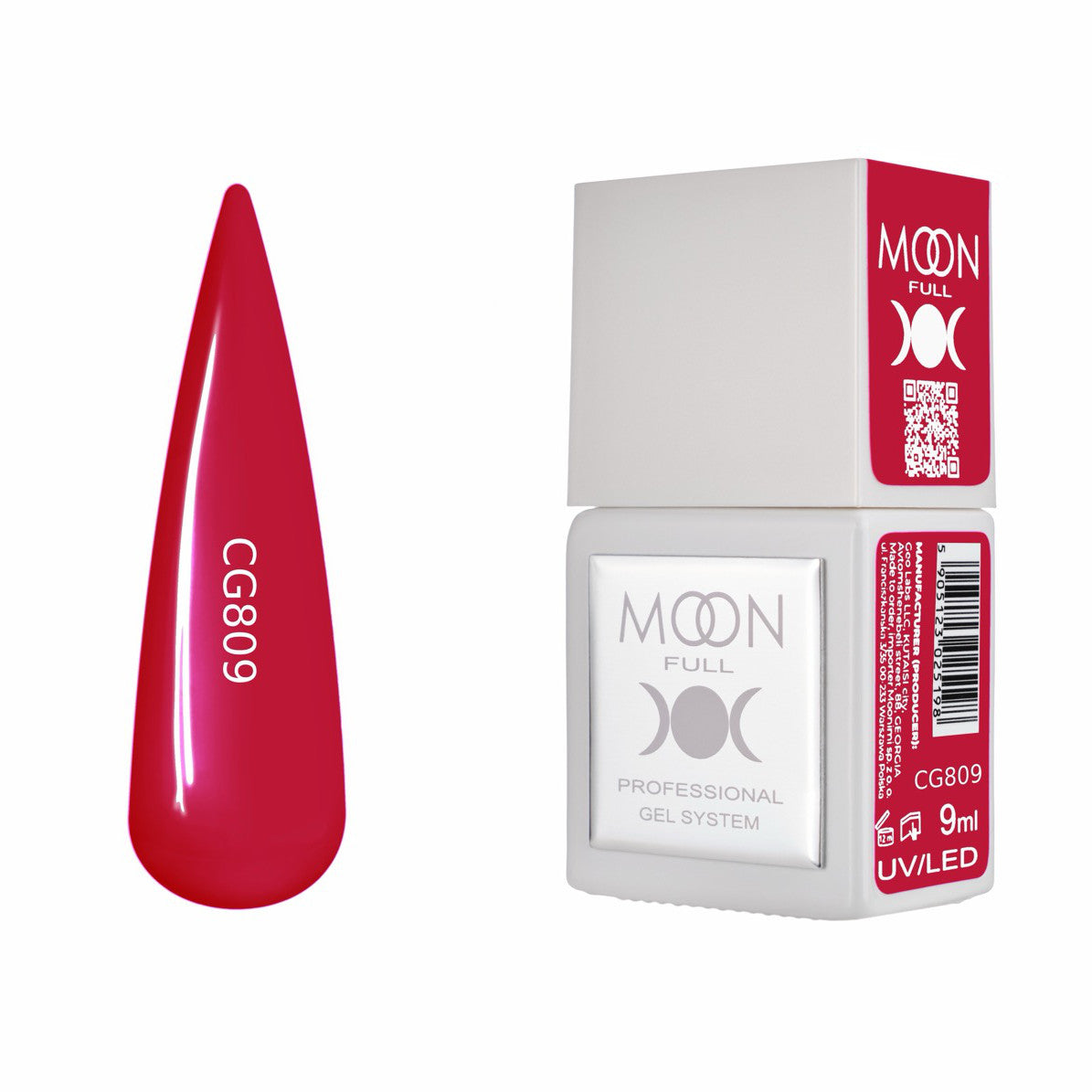 Moon Full Color Gel Polish 9 ml №CG809 – Tiefes Rubinrot, UV-Gel-Lack