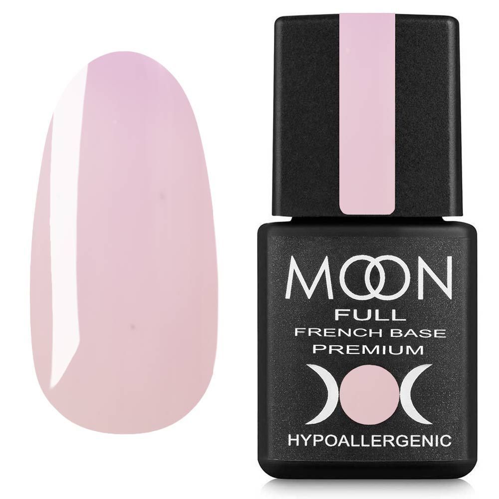 Moon Full French Base Premium №28 – Professionelle zart fliederfarbene camouflierende Base, 8 ml