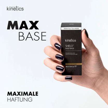 Kinetics SHIELD MAX Base HEMA‑Free 15мл – Многофункциональная Резиновая База с Максимальной Адгезией для Гель‑Маникюра и Педикюра