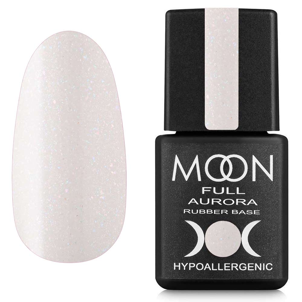 Moon Full Rubber Base AURORA №2002 – Professionelle Rubber Base in Naturfarbe mit feinem Schimmer, 8 ml