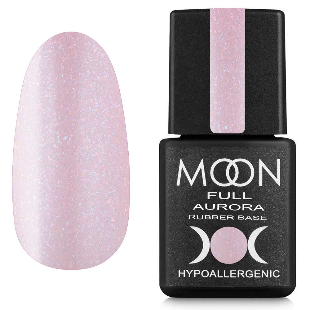 Moon Full Rubber Base AURORA №2006 – Professionelle Rubber Base in Hellrosa mit feinem Schimmer, 8 ml