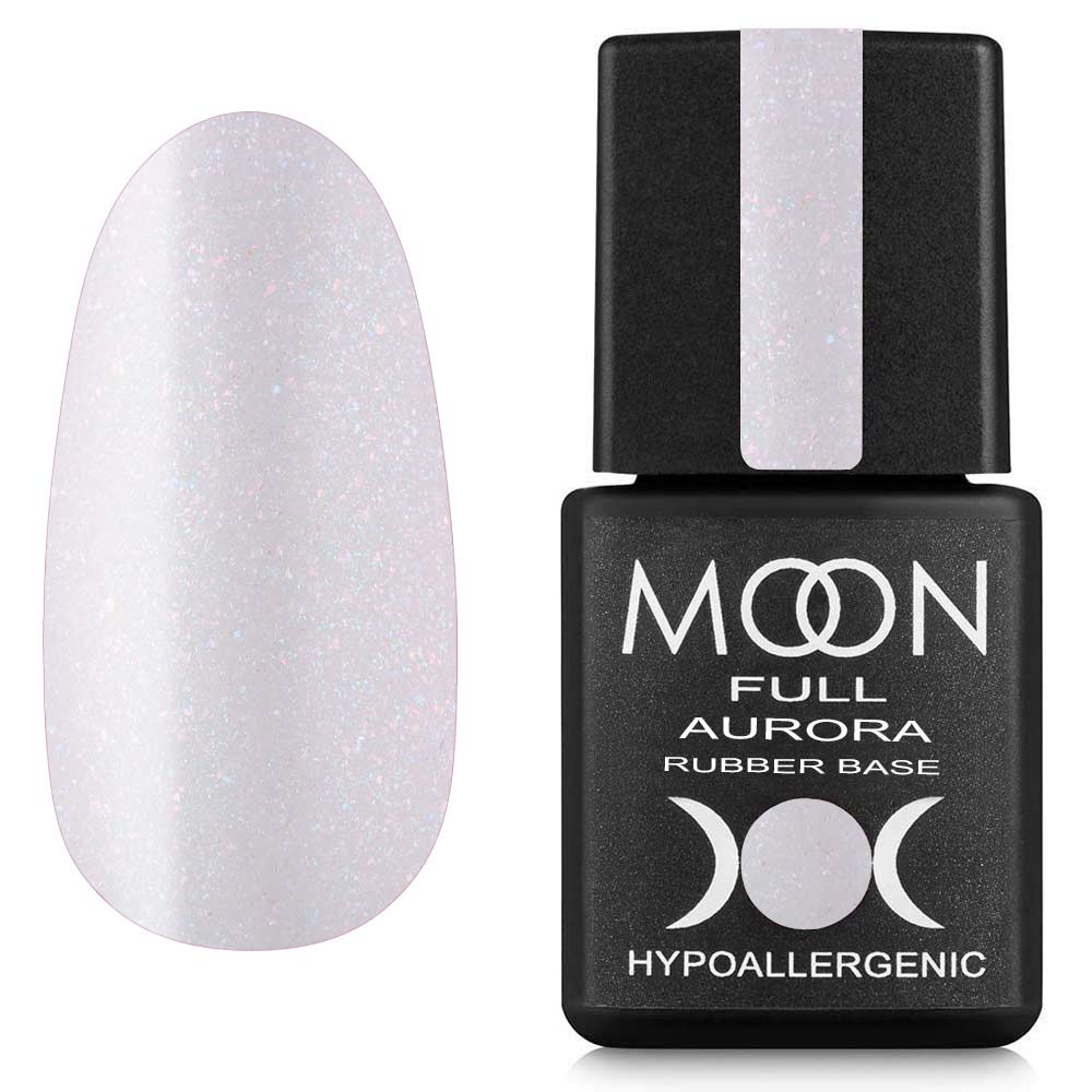 Moon Full Rubber Base AURORA №2007 – Professionelle Rubber Base in Milchrosa mit feinem Schimmer, 8 ml