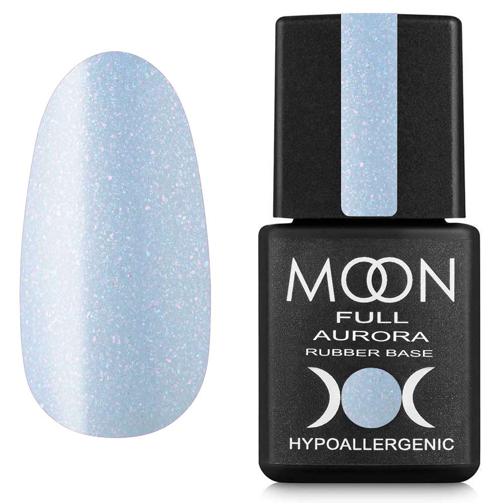 Moon Full Rubber Base AURORA №2009 – Professionelle Rubber Base in Blau mit feinem Schimmer, 8 ml