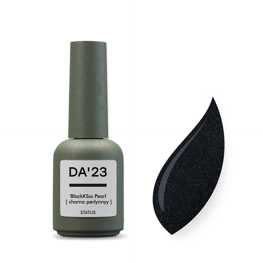 Gel Polish DA’23 ’BlackKSsss Pearl [chorno perlynnyy], 8 ml – schwarzer Perlen-Gel-Lack mit feinem Schimmer, glänzendem Finish, langanhaltende Deckkraft