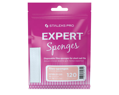 Staleks EXPERT 51 Sponge-Feilen – gerade Einwegfeilen 120 Grit, Soft-Sponge-Pads (20 Stk) für Maniküre & Pediküre
