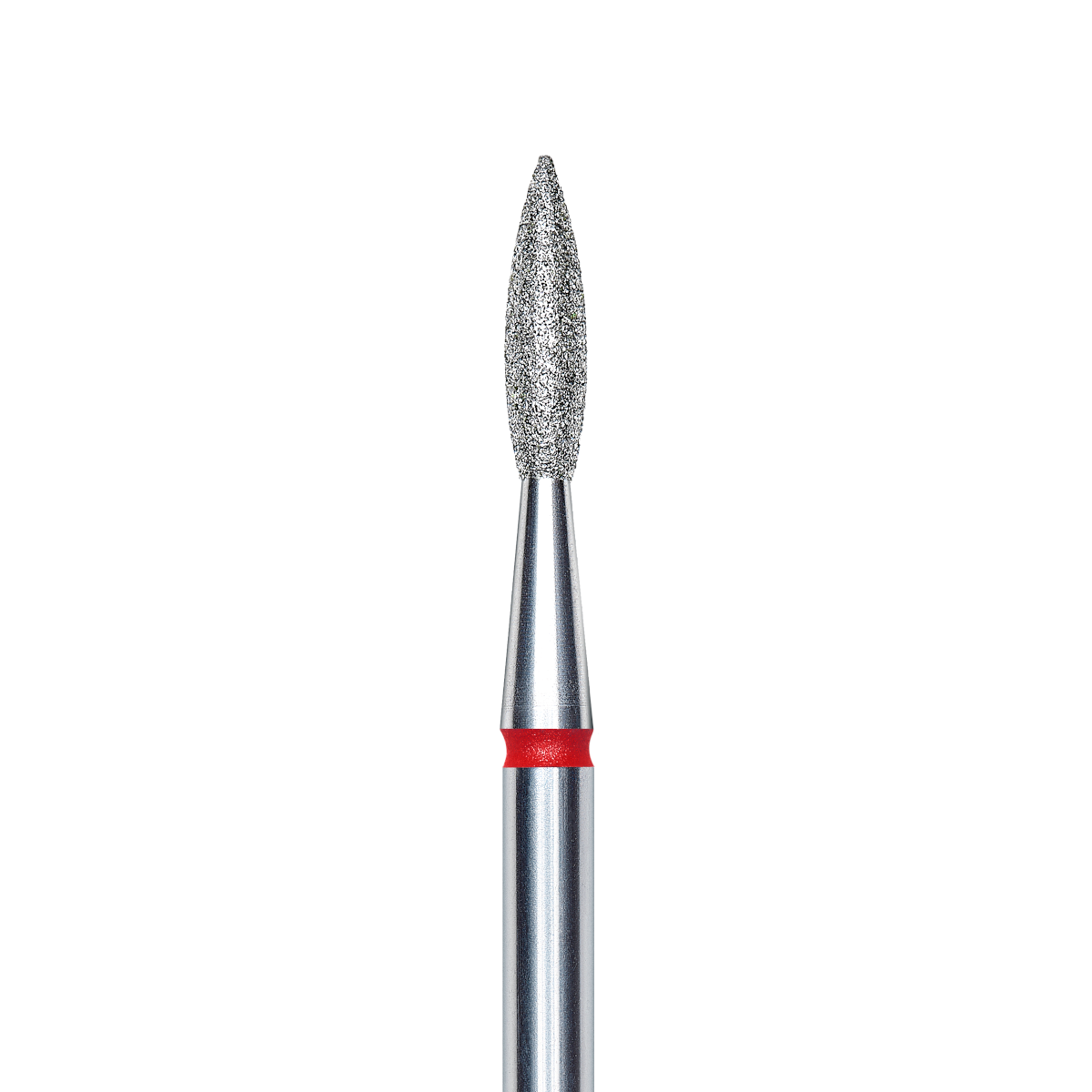 Staleks Diamantfräser „Spitze Flamme“ Rot 1,6–2,1 mm | 8 mm Arbeitsteil | Feine Körnung | Profi Maniküre