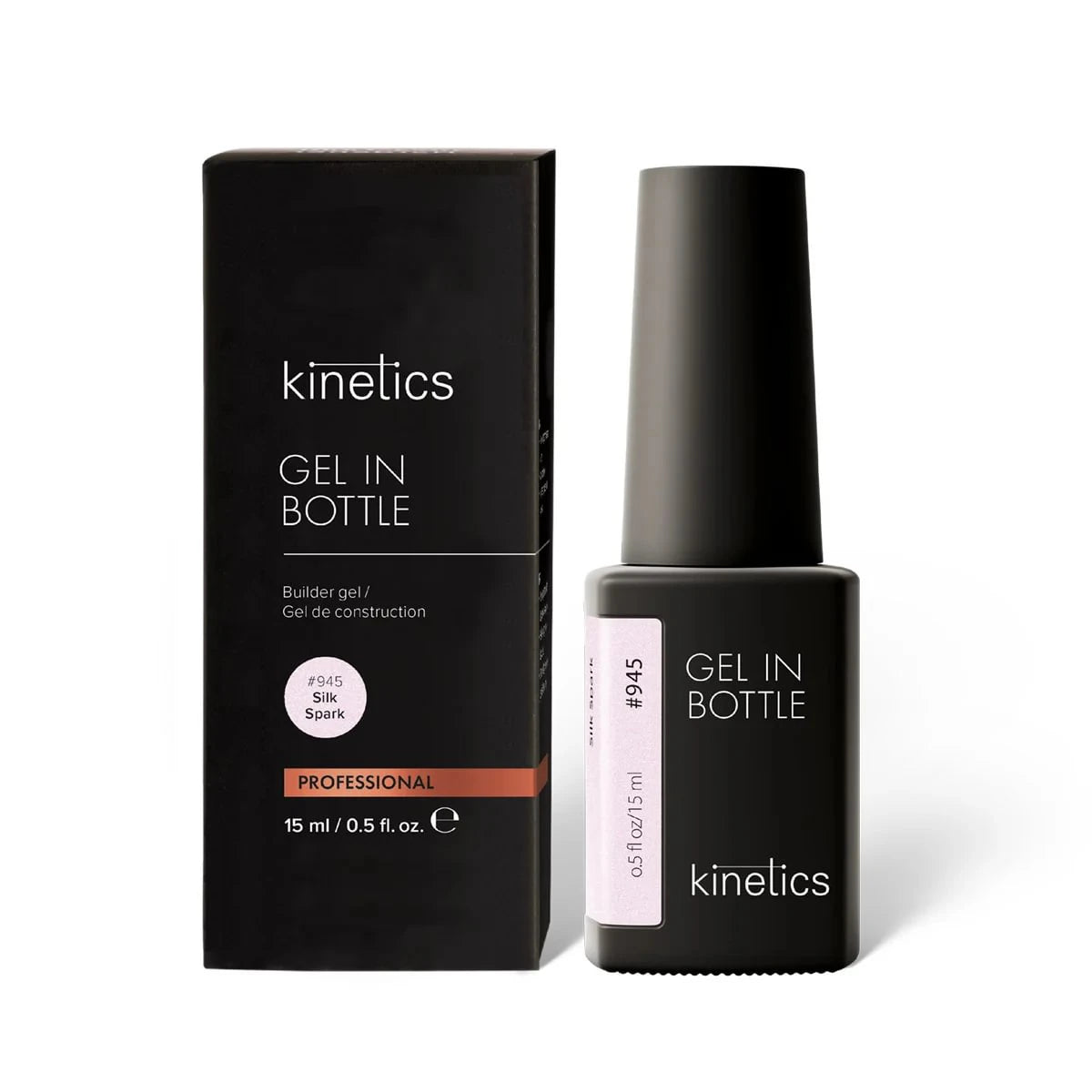 Kinetics Gel in Bottle Silk Spark #945 15ml – Flüssiges Nagelverstärkungs-Gel, Spark Effekt, hellrosa