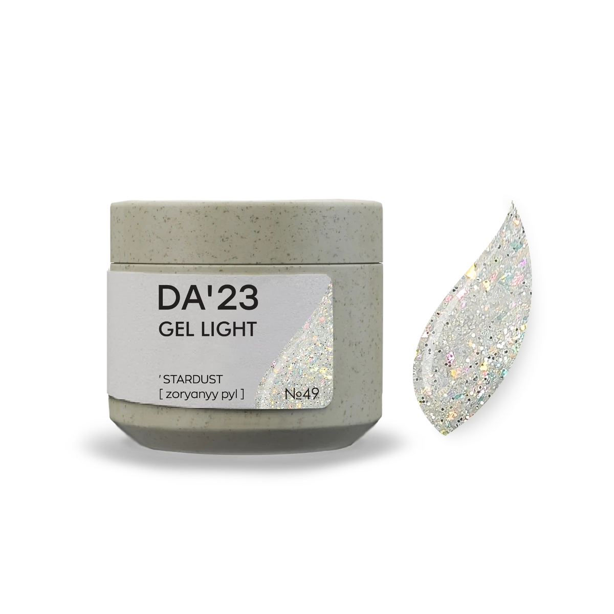 DA’23 Gel Light Stardust №49 15-30ml – transparentes Reflex Builder Gel mit Multicolor-Schimmer zur Nagelverstärkung und Modellage