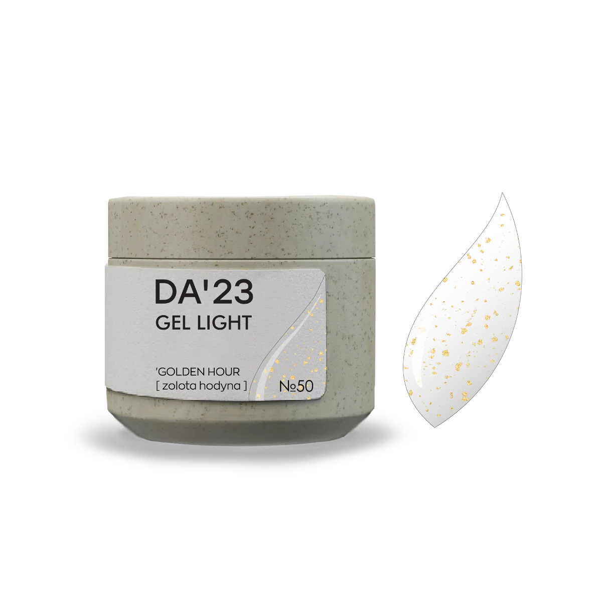 DA’23 Gel Light Golden Hour №50 15-30ml – transparentes Builder Gel mit goldenem Schimmer zur Nagelverstärkung und Modellage