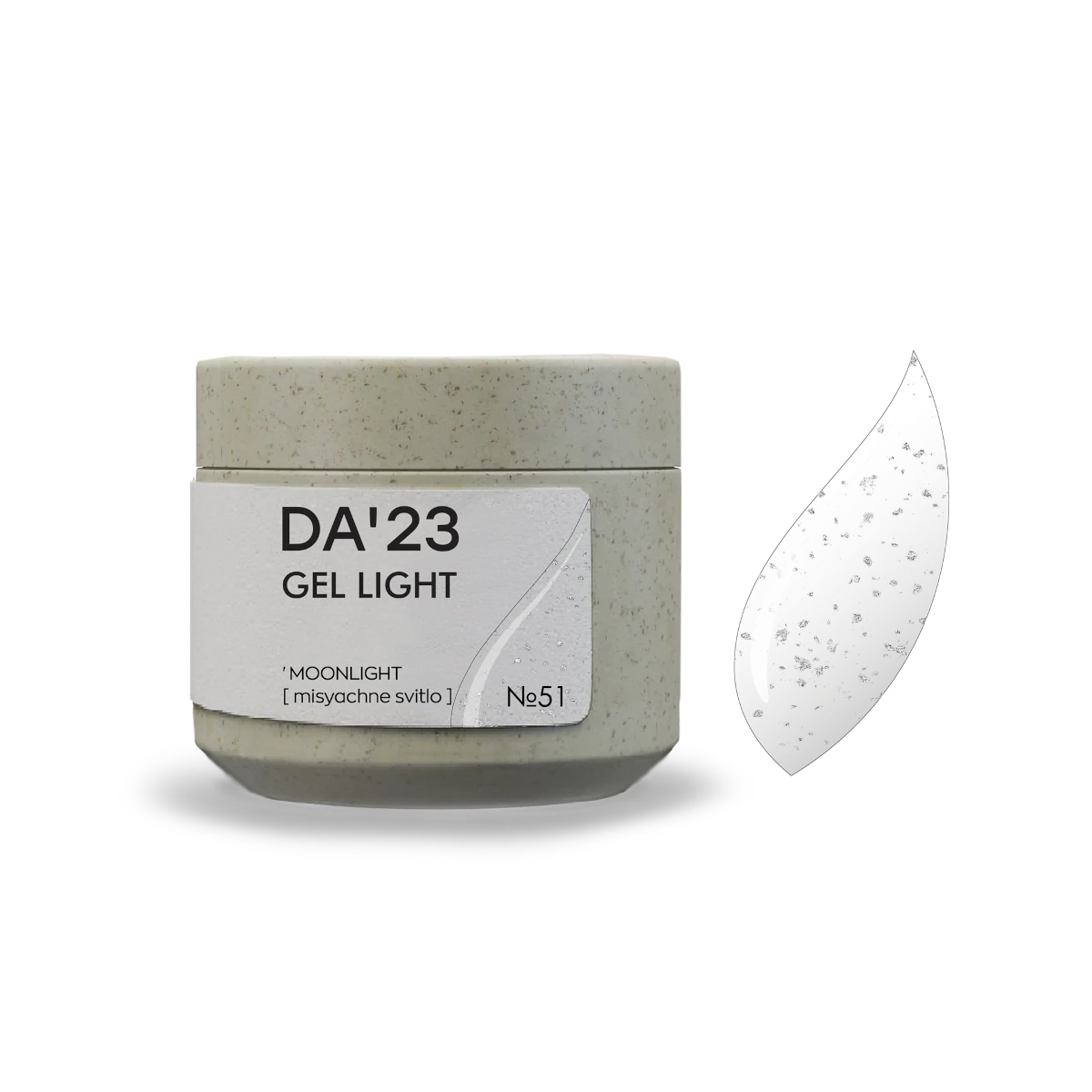 DA’23 Gel Light Moonlight №51 15-30ml – transparentes Builder Gel mit silbernem Schimmer zur Nagelverstärkung und Modellage