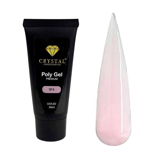Crystal Professional Poly Gel №4 Milchig-Rosa 30ml – Acrylgel für Nagelverlängerung und Naturnagelverstärkung